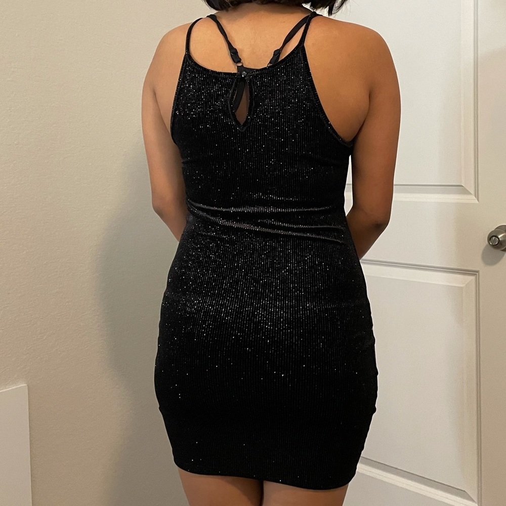 sparkly black bodycon dress